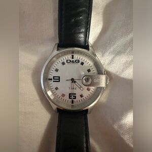 D&G Time Black Leather Strap Watch - Pre-Loved, Needs New Battery